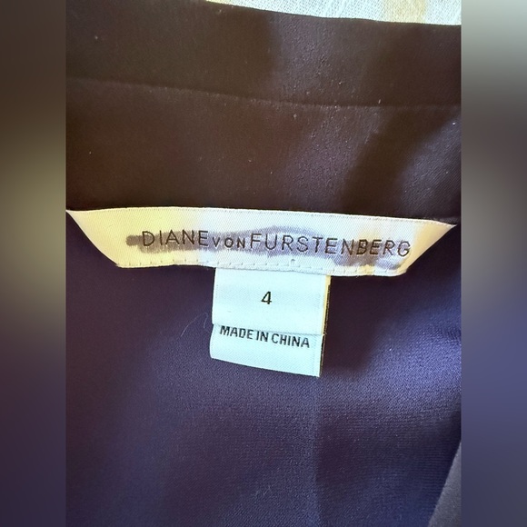 Diane Von Furstenberg Blue, White & Black Colorblock Silk Shirt Dress size4 - Picture 4 of 13